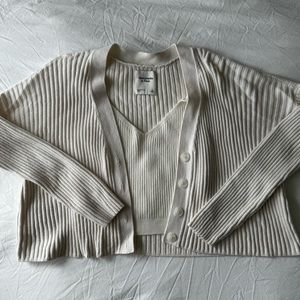 Ribbed Knit Tank and Cardigan Set